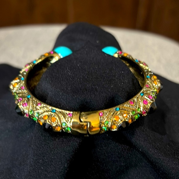 Heidi Daus turquoise cap multicolour crystal hinged bracelet set - Picture 4 of 7